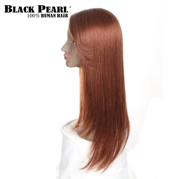 Рыжевато-русые парики из человеческих волос на шнурке спереди, прямой парик из натуральных волос, предварительно выщипанный, перуанский, с коричневой подсветкой, парики на шнурке спереди, бордовый Изображение 2
