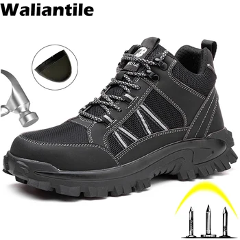 Защитные ботинки для сварки с изоляцией Waliantile для мужчин, уличные нескользящие строительные рабочие ботинки, неразрушаемая рабочая обувь
