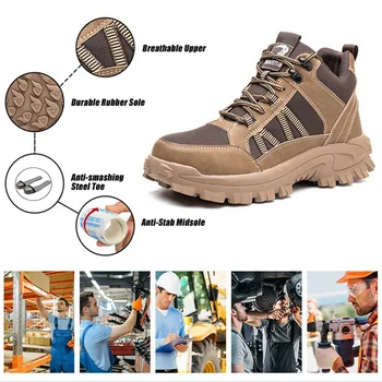 Защитные ботинки для сварки с изоляцией Waliantile для мужчин, уличные нескользящие строительные рабочие ботинки, неразрушаемая рабочая обувь Изображение 2