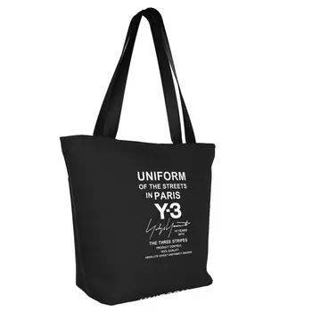 Парусиновая сумка для покупок Yohji Yamamoto на парижских улицах, женская многоразовая сумка для покупок в продуктовых магазинах Изображение 2
