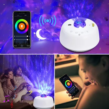 Светодиодный звездный проектор, ночник, Галактика, Звездная ночная лампа, проектор океанских волн с приложением Alexa Google, сенсорным и голосовым управлением для детей Изображение 2
