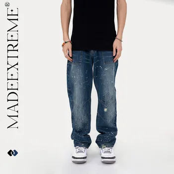 MADEEXTREME Y2K Jeans Уличная одежда Винтажные мешковатые джинсы для стирки, мужская одежда, джинсы-карго, потертые брюки для мужчин