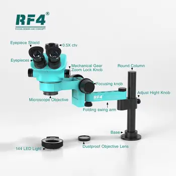 RF4 RF7050PRO-F019 Тринокулярная Головка Микроскопа 7-50X Simul Focal Непрерывный Зум Стерео Микроскоп Для Пайки печатных плат Телефона