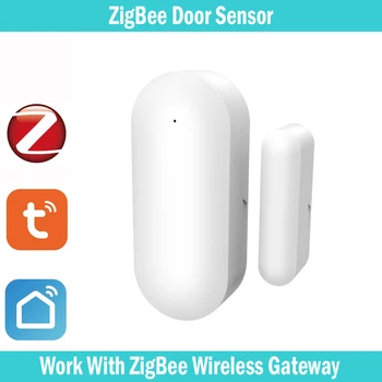 Умный дверной датчик Tuya Zigbee 3.0, Детекторы открытия и закрытия дверей, Защита безопасности, Управление приложением Smart Life Через Alexa Google Home