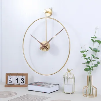 Большие роскошные Настенные часы Металл Золото Скандинавская Испания Бесшумные Часы Настенный Декор для дома Часы для ванной Комнаты Часы для украшения комнаты ZY50GZ Изображение 2