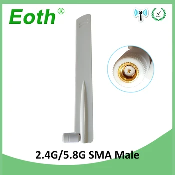 EOTH 2,4 g 5,8 g антенна 8dbi sma мужской wlan WiFi двухдиапазонный модуль antene iot маршрутизатор tp link приемник сигнала antena с высоким коэффициентом усиления