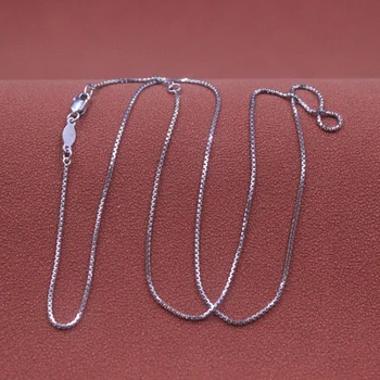 Настоящая чистая Платиновая цепочка 950, Женское Счастливое ожерелье в виде коробки 0,9 мм, 3,8-4g/45 см