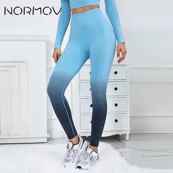 Брюки для йоги NOMROV, Плавные Спортивные леггинсы для бега и фитнеса, женские спортивные брюки с высокой талией, тонкие обтягивающие брюки для йоги Изображение 2