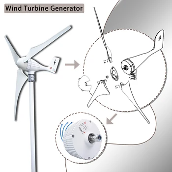 Бытовой Генератор постоянного магнита переменного тока мощностью 300 Вт 12 В NdFeB PMG с редкоземельными ветрогенераторами С контроллером для горизонтального Изображение 2
