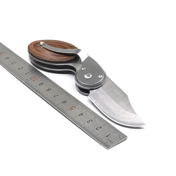 Складной карманный нож, тактический карманный нож для выживания, Деревянная ручка, Открытый Нож для самообороны, Походные охотничьи ножи, Инструменты для кемпинга Изображение 2