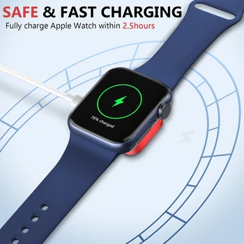Портативное Металлическое Магнитное Беспроводное зарядное устройство 2 в 1 для Apple Watch 7 6 5 4 3 2 с брелком Type C для зарядки Серии Iwatch Изображение 2