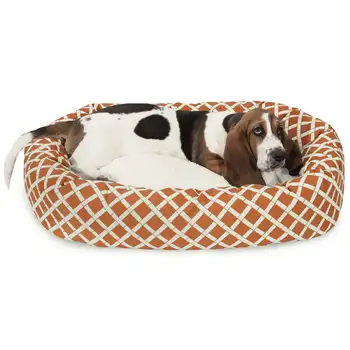 Бамбуковая подстилка из шерп-рогалика для собак, ярко-оранжевый, средний