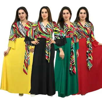 XL-5XL Африканские Платья для женщин Лето 2022 Африканские Женщины С Длинным рукавом и V-образным вырезом Из полиэстера С Принтом Длинное Платье Макси Изображение 2