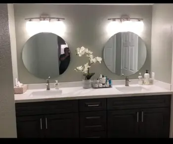 Круглое бескаркас-ное зеркало со скошенным краем - круглое зеркало для ванной комнаты и туалетного столика, элегантный и простой вид Изображение 2