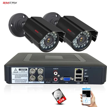 Система видеонаблюдения 1080P CCTV Recorder 4CH DVR 2PS AHD Аналоговый Комплект ночного видения Удаленного доступа Для домашнего видеонаблюдения