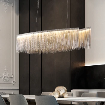 Постмодернистская художественная люстра высокого класса, простой креативный светильник для гостиной, роскошная дизайнерская лампа для столовой, спальни с кисточками Изображение 2