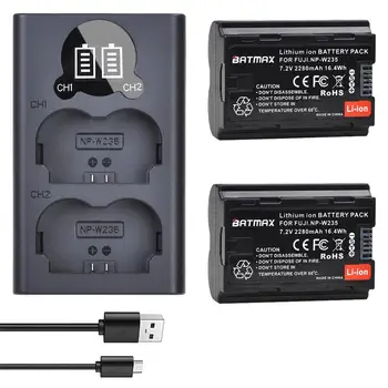 2шт 2280 мАч NP-W235 NP W235 Аккумулятор + ЖК-USB Двойное зарядное устройство с портом Type C для камеры Fujifilm Fuji X-T4, GFX 100S, X-T5, X-H2