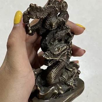 Украшения ручной работы старые медные украшения священный зверь драконы скульптура феникса классический традиционный подарок в национальном стиле Изображение 2