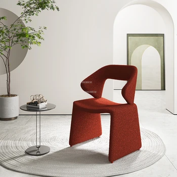 Обеденные стулья из скандинавской дизайнерской ткани Современная мебель для столовой Простое креативное деревянное кресло для отдыха Со спинкой для домашней гостиной