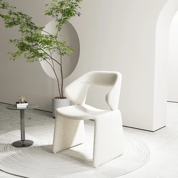 Обеденные стулья из скандинавской дизайнерской ткани Современная мебель для столовой Простое креативное деревянное кресло для отдыха Со спинкой для домашней гостиной Изображение 2
