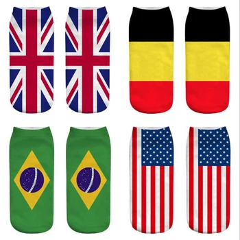 Morematch 1 пара мужчин лодыжки носок унисекс национальные флаги узор хлопок носки мультфильм 3D печать носки 11 стиль необязательный Изображение 2