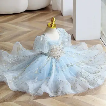 Платье для первого причастия для маленьких девочек, Свадебные платья с цветочным узором для девочек, детская одежда для вечеринки, Фортепианное представление, Vestidos Child