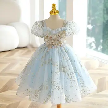 Платье для первого причастия для маленьких девочек, Свадебные платья с цветочным узором для девочек, детская одежда для вечеринки, Фортепианное представление, Vestidos Child Изображение 2