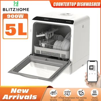 Портативная посудомоечная машина Blitzhome Smart со столешницей и управлением приложением Интеллектуальная Настольная Посудомоечная машина для мытья посуды Стиральная машина для Кухни