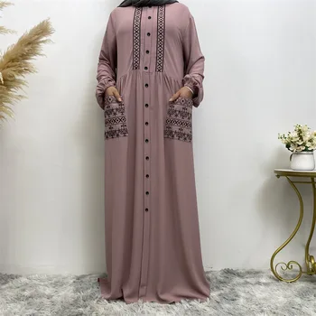 Рамадан, Абая, Модное мусульманское женское платье с длинным рукавом, Исламский Макси-кафтан для вечеринок, Халат Джилбаб, Халат Плюс Размер, Арабский турецкий кафтан