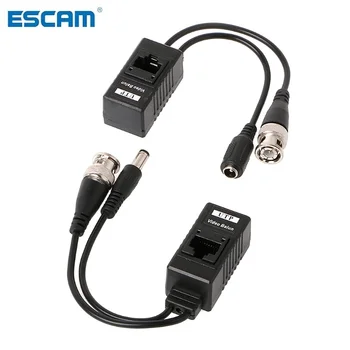ESCAM 1 Пара BNC к RJ45 Пассивное питание Видео + аудио приемопередатчик Balun Для камеры видеонаблюдения