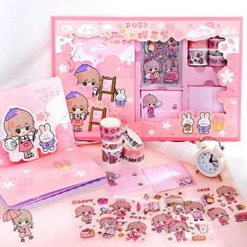 Набор руководств, подарочная коробка, подарочная тетрадь для начальной школы с милым сердечком для девочек, японский упрощенный Ins Изображение 2