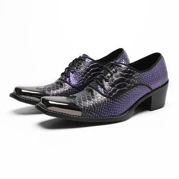 Zapatos Итальянские Металлические Деловые броги с квадратным носком из натуральной кожи на шнуровке, Модельные туфли-Дерби, Официальные свадебные мужские туфли-Оксфорды