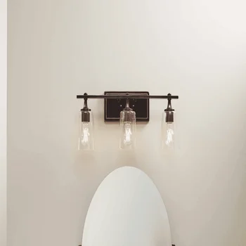 Гламурный современный 3-ламповый туалетный столик шириной 5,94 дюйма с бронзовой отделкой - Идеально подходит для спален, ванных комнат, коридоров, сада Изображение 2