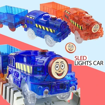 Электрический железнодорожный поезд, собранный со светящимся рельсовым вагоном, сделай сам, постоянно меняющаяся детская развивающая игрушка для мальчиков на американских горках