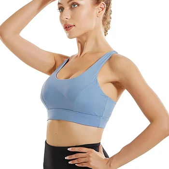 Женский спортивный бюстгальтер для йоги с подкладкой, нижнее белье для бега, спортивный укороченный топ с перекрещивающейся спинкой Изображение 2