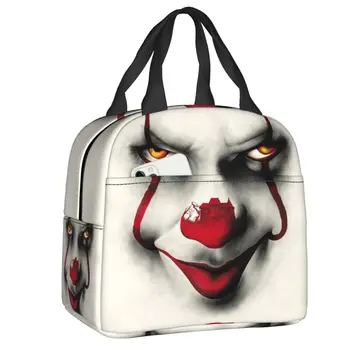 Портативный Ланч-бокс с клоуном на Хэллоуин для женщин, термоохладитель, Пищевая сумка для ланча с героями фильмов ужасов, Переносная сумка для пикника