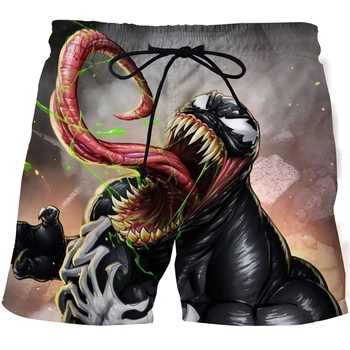 Мужские Пляжные брюки с 3D Принтом Ужасов в Европейском и Американском стиле, Модные Повседневные Спортивные Шорты Harajuku Love Для Плавания Изображение 2