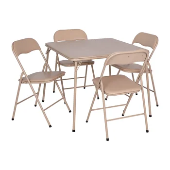 Набор раскладных игровых столов и стульев Flash Furniture Madison Vinyl из 5 предметов, коричневый