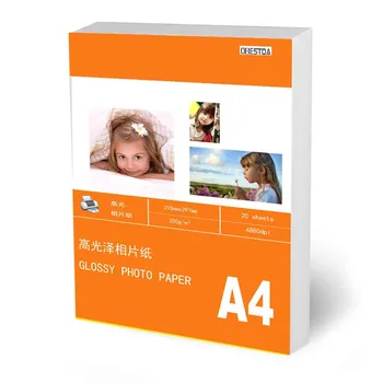 Фотобумага формата А4 200 г, глянцевая оптовая продажа, фотобумага для струйных принтеров, офисная глянцевая бумага 20 листов / 100 листов