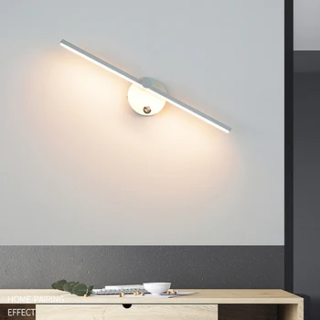 Скандинавские светодиодные настенные светильники для помещений 8 Вт, настенные светильники для дома, прикроватное зеркало в спальне, фронтальное с выключателем, настенное бра AC110V/220 В Изображение 2