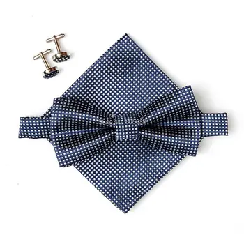 HOOYI 2019, модные комплекты галстуков-бабочек для мужчин, носовой платок, запонки с бабочкой, карманное полотенце, носовой платок Изображение 2