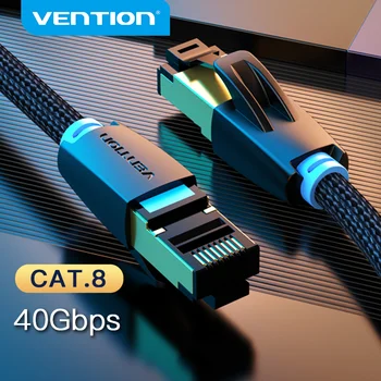 Vention Ethernet Кабель Cat8 40 Гбит/с 2000 МГц Сетевой Шнур С Нейлоновой Оплеткой RJ45 Патч-Кабель для Ноутбука PS4 Маршрутизатор Cat 8 Lan Кабель