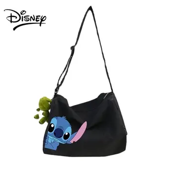 Сумка Disney Stitch на плечо для женщин, сумки через плечо для девочек, мультяшная холщовая студенческая сумка для покупок, Бесплатная доставка Изображение 2