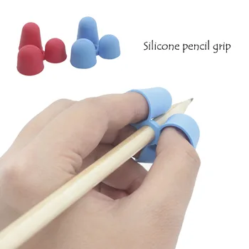 100 детских держателей для карандашей с тремя пальцами, обучающая ручка, практические держатели для карандашей, силиконовые нескользящие ручки Изображение 2