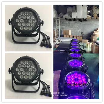 4pcs stage LED par ip65 18x18W RGBWA UV 6 in1 par 64 LED открытый водонепроницаемый par wash light