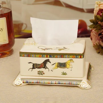 Керамическая коробка для салфеток в европейском стиле в стиле ретро для украшения гостиной