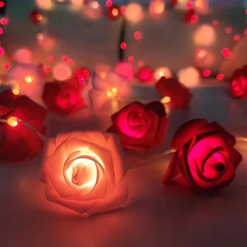 Сказочные огни с USB/батарейным питанием, 10/20/40 светодиодных гирлянд из роз, Гирлянда из искусственных цветов, Свадебные Рождественские украшения