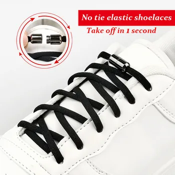 1 Пара эластичных шнурков для обуви, мужские и женские шнурки для кроссовок, металлический замок, без завязки, Ленивые шнурки, бело-черные аксессуары для обуви