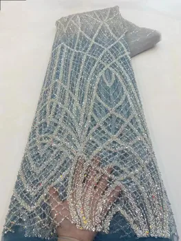 Новое популярное французское сетчатое платье из бисерной ткани Afirca, кружево с пайетками, вечернее платье для вечеринки Изображение 2