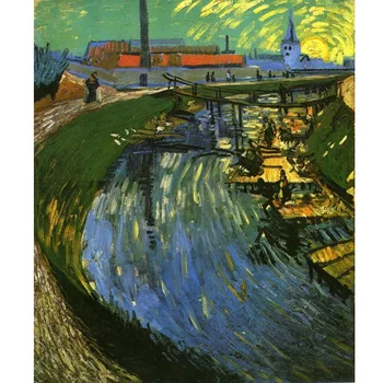 Ручная работа, пейзажная картина на холсте, картина Ван Гога, репродукция канала Рубин-дю-Руа с прачками